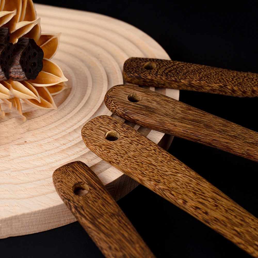Natural Wood SpatulaTableware Kitchen Long Rice Colander Soup Skimmer Cooking Spoons Scoop Kitchen Reusable Utensils Set