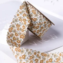 Wavy Edge Plum Blossom Printed Ribbon - 5 Yards, 25/38mm - Floral Craft & Sewing Decoration - 25mm - 5yard (Orange)