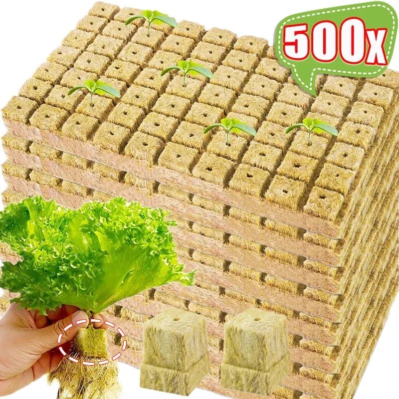 Hydroponic Grow Media Cubes 500/50PCS Planting Sponge Rock Wool Starter Plugs Home Greenhouse Garden Accessories Seedling Block