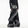 LUZHEN Fake Two Piece Denim Pants Patchwork Fur Worn-out Trendy High Street Luxury American Straight Tube Trousers Male LZ8217 3
