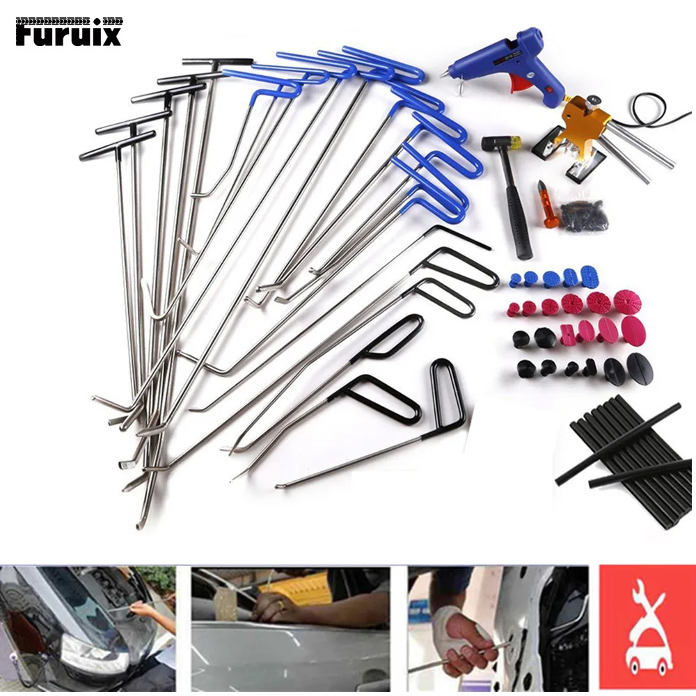 Paintless Dent Repair Tools Golden Lifter Puller Car Dent Repair Kit Glue Puller Hook Push Rod Hooks Crowbar Dent Removal Tools