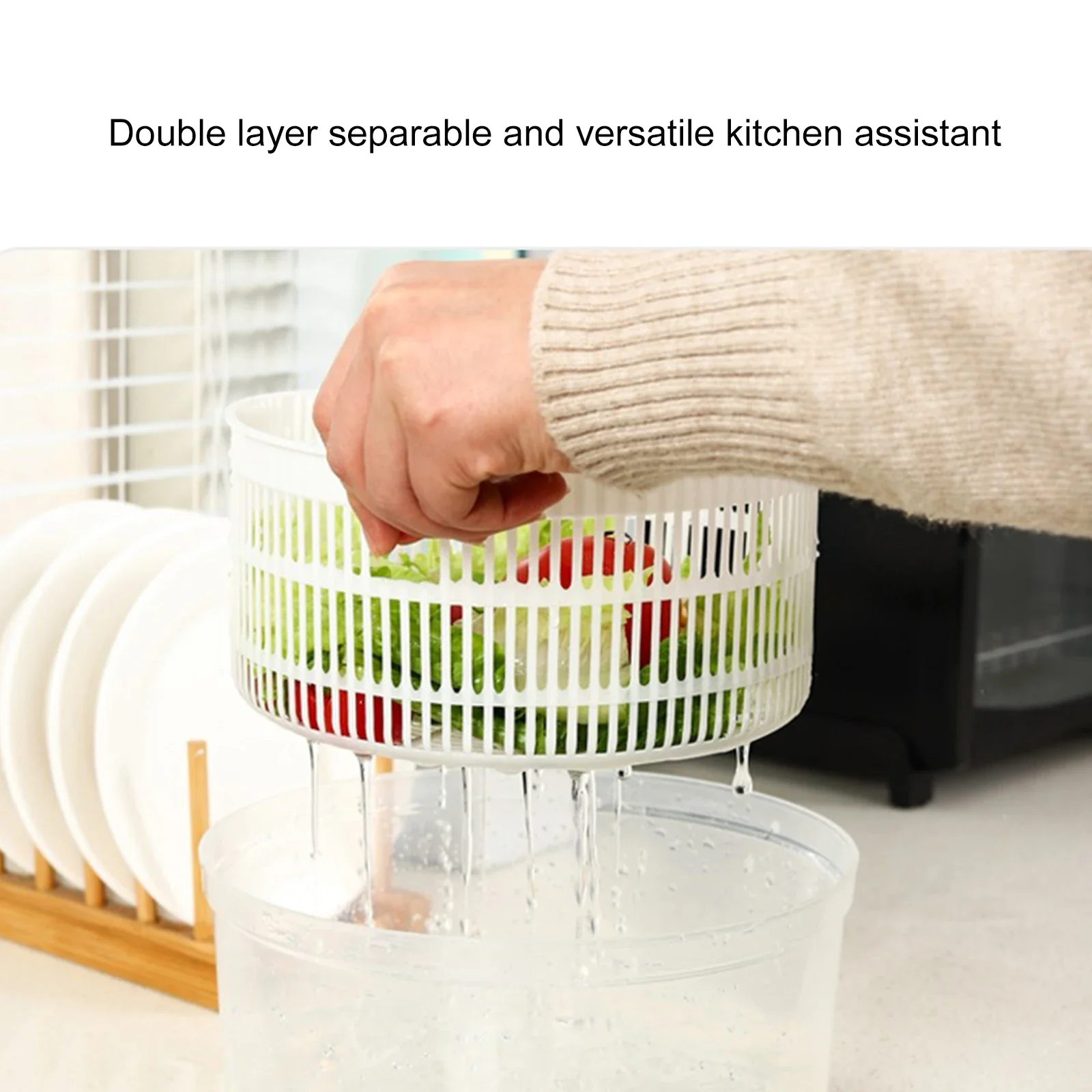 

Vegetables Salad Spinner Lettuce Multifunction Dehydrator Greens Washer Dryer Strainer Manual Vegetable Drainer Kitchen Gadgets