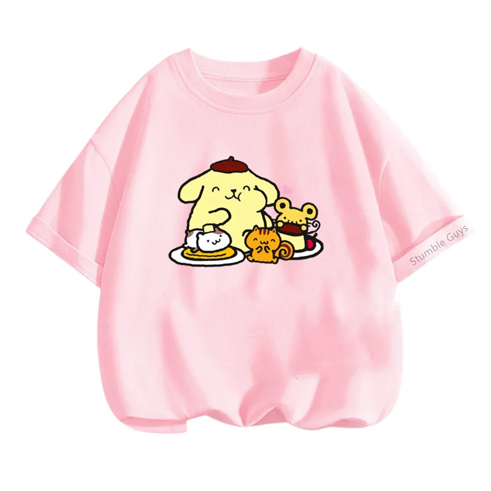 Pom Pom Purin Tshirt Set Kids Cartoon Casual Summer Teen Short-sleeved Girls T-shirt Men Clothes Boys Hello Kitty Clothing 4