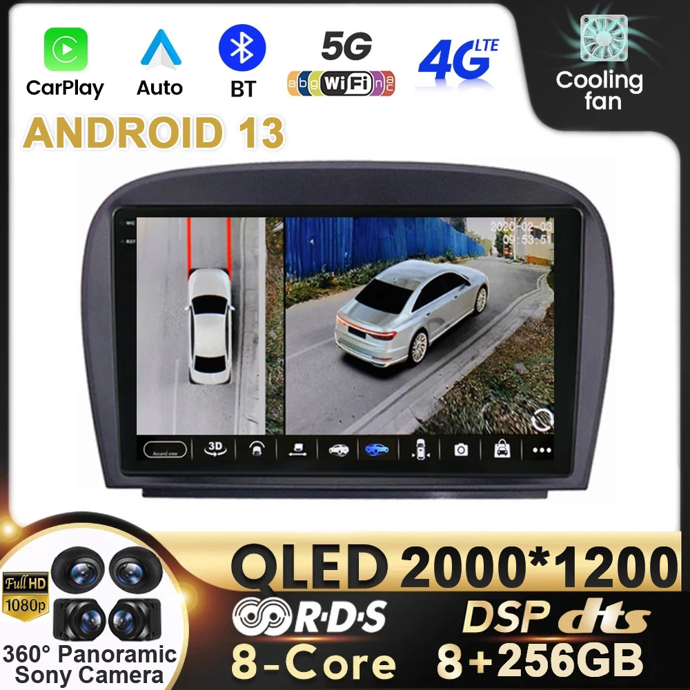 

9 " Android 13 Car Radio For Mercedes Benz SL R230 SL350 SL500 SL55 SL600 SL65 2001 - 2007 Carplay DSP Multimedia GPS Navigation