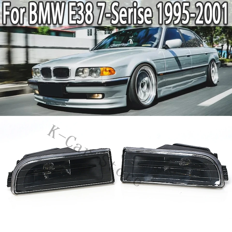 Pair Of Front Bumper Fog Lights - Clear Black Lens For BMW E38 7-Series 1995-2001 740i 750iL