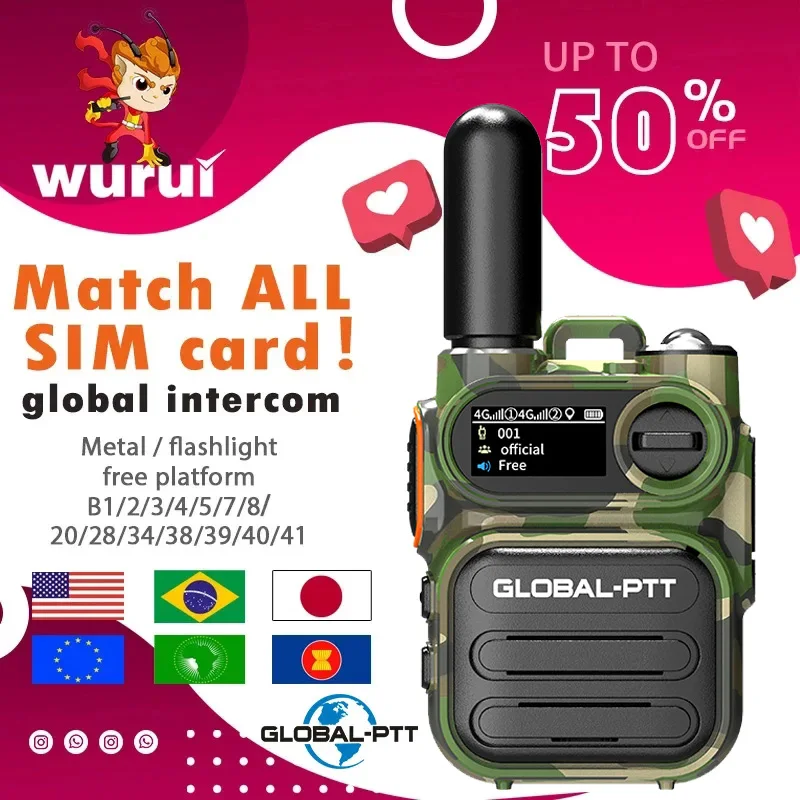 968 global-ptt walkie talkie IP67 waterproof long range radios comunicador  portable profesional 100 km police radio mini 4G