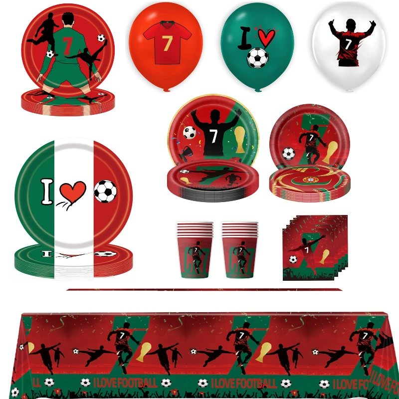 2026 cr7 football party decoration tableware paper dish cup napkins tablecover backdrop gift bag soccer star fans parties 2026 CR7 Football Party Decoration Tableware Paper Dish Cup Napkins Tablecover Backdrop Gift Bag Soccer Star Fans Parties 2
