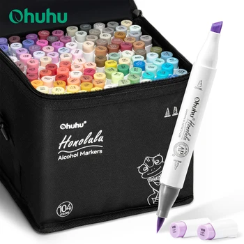 Ohuhu Honolulu 104 Colors Marker Pen Set Alcohol Art Markers Refillable Dual Tips Sketching Drawing Manga School Art Supplies 1