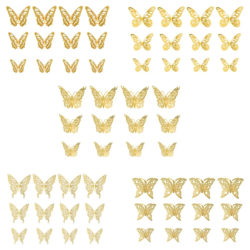 

60 Pcs Paper Butterfly Wall Decor For Mother's Day Valentine's Day Wedding Party Decoration