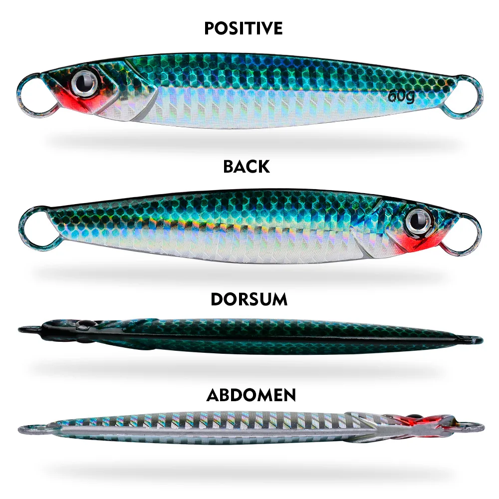 PROBEROS Luya Iron Plate Sea Fishing Metal Bionic Bait 17g/21g/24g/30g/40g/60g Double Hooks Luminous Fake Bait Wholesale 4