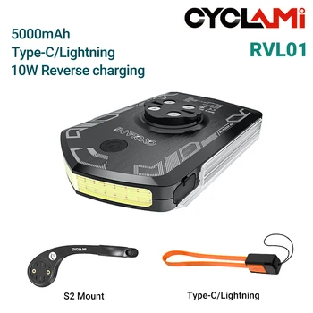 CYCLAMI RVL01 Faro per bicicletta Luce anteriore diurna 5000 mAh Luce di sicurezza per bicicletta Visibilità per Garmin XOSS IGS Ricarica