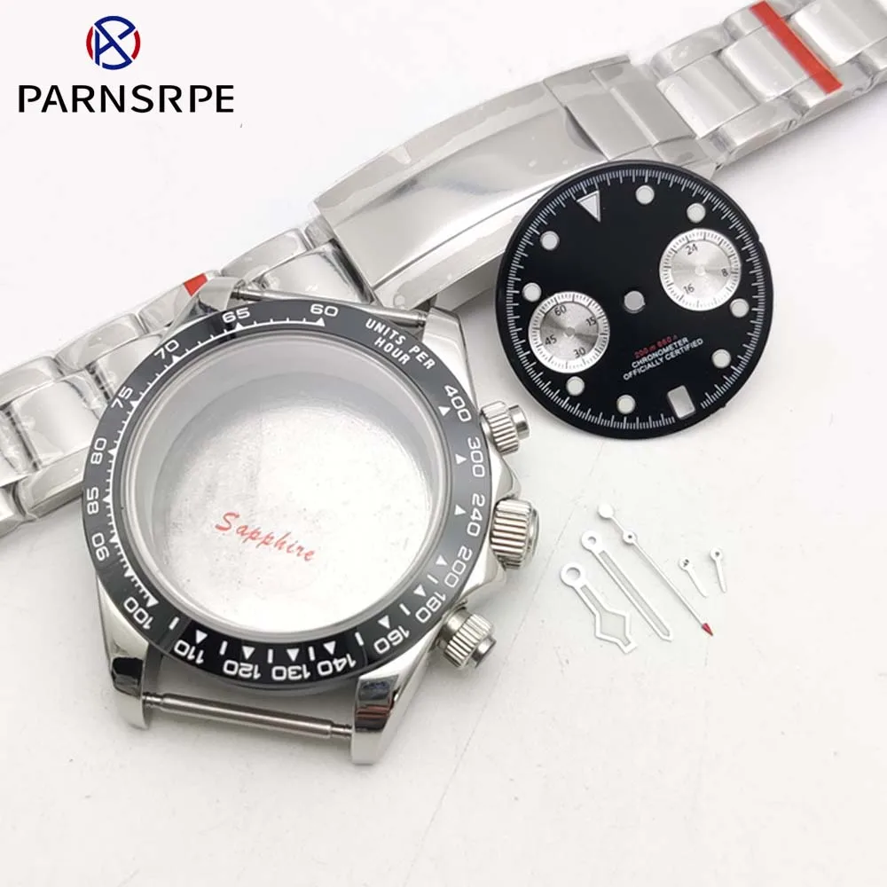 Watch Case Men's Quartz Watch Set 40 mm Stainless Steel Water-Resistant Case Calibre VK64 New Dial Matching Bracelet