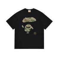 Summer New Camouflage Ape Face Loose Casual Printing Short-sleeved T-shirt Pure Cotton Round Neck Men's and Women's Casual Top 1