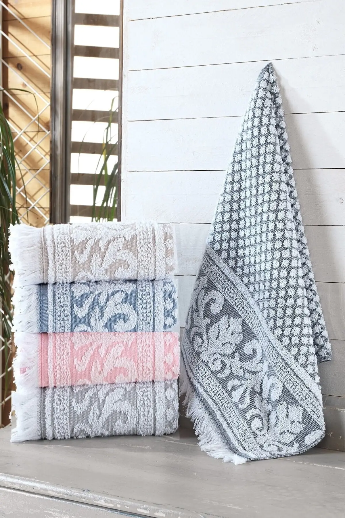 

Turkish Towel Set 3d Arma Jacquard Fringed 4 Pieces 50x90 Cm Hand And Face