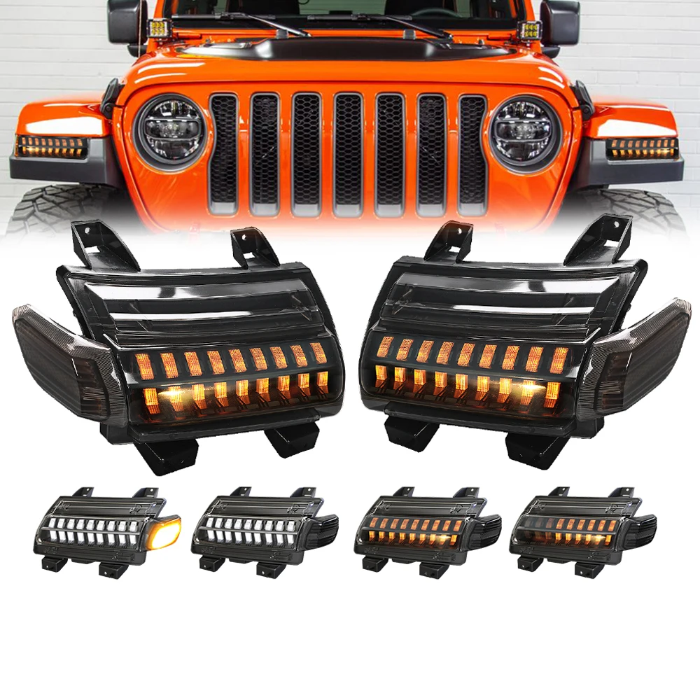 

For Jeep Wrangler Jk Yj Side Signal Light Led Rear Halo Universal Turning Signals Blinking Fast Out Fender Led Indicators Lights