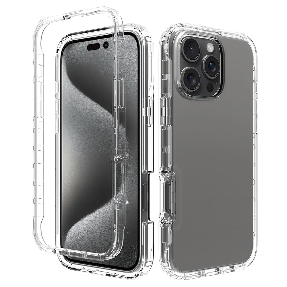 Custodia 360 Ibrida Trasparente Antiurto Per IPhone (tutti I Modelli: 11/12/13/14/15/16 Pro/Max/Plus) - Full Body