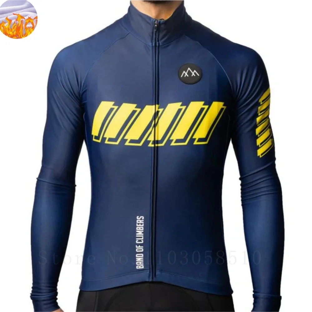 겨울 자켓 열 플리스 팀 사이클링 자켓 긴 소매 저지 Mtb 도로 자전거 의류 C..