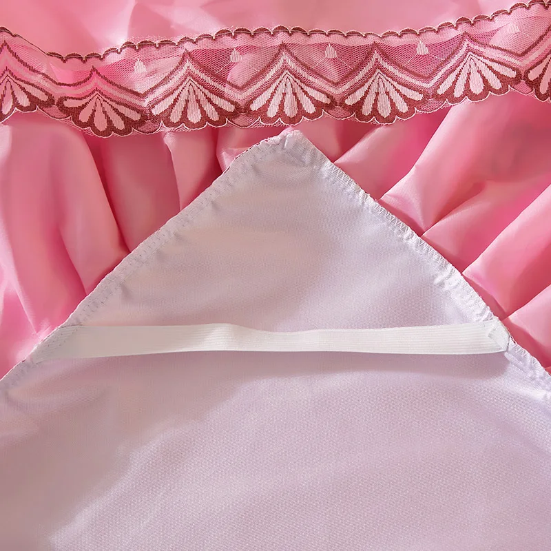 Elegant Floral Bed Skirts Ruffle 3pcs Cover Single Queen King Size Summer Cooling Bedding Bedroom Printing Mattress Protector 6