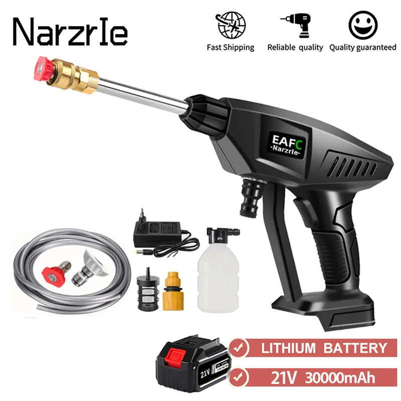 15000mah Electric Cordless High Pressure Washer Spray Water Gun 25v Battery Car Wash Pressure