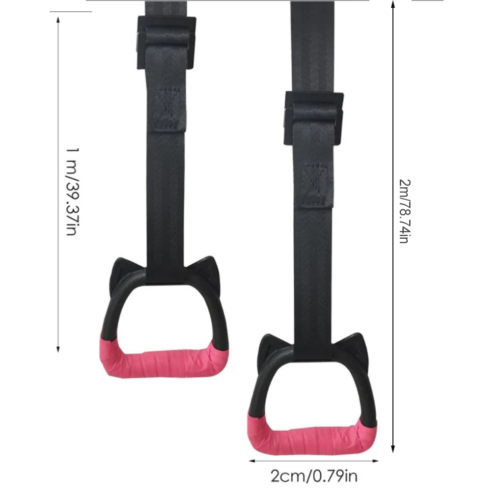 1 Set Kids Gymnastics Ring Detachable PP Handle Nylon Webbing Animal Shape Adjustable Pull-up Rings Fitness Equipment 2M