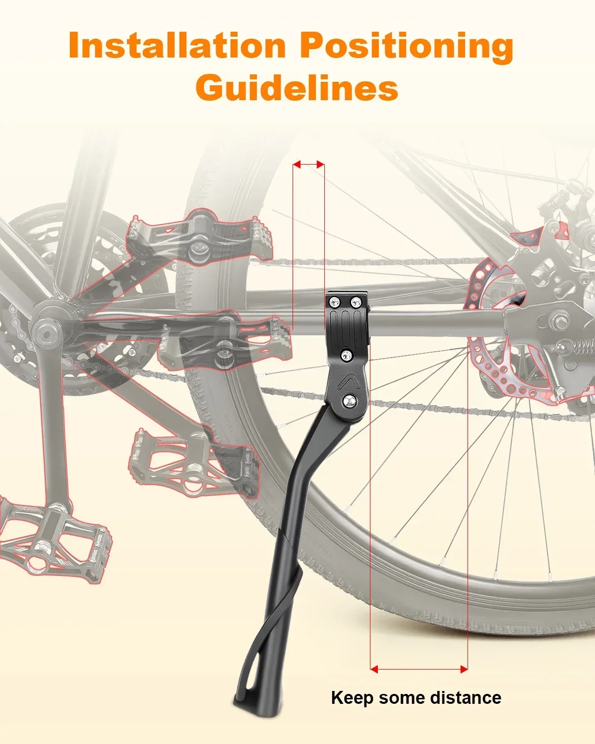 Adjustable Anti-Slip Bicycle Kickstand with Foot Pad