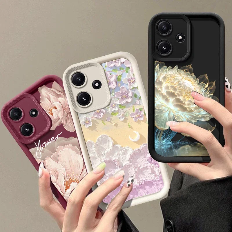 Charming Lotus Flower Oil Painting Silicone Phone Case
