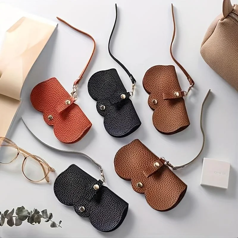 Litchi Embossed glasses storage bag Cute Hanging PU Leather Sunglasses Reading Glasses Storage Portable Travel Eyewear Holder