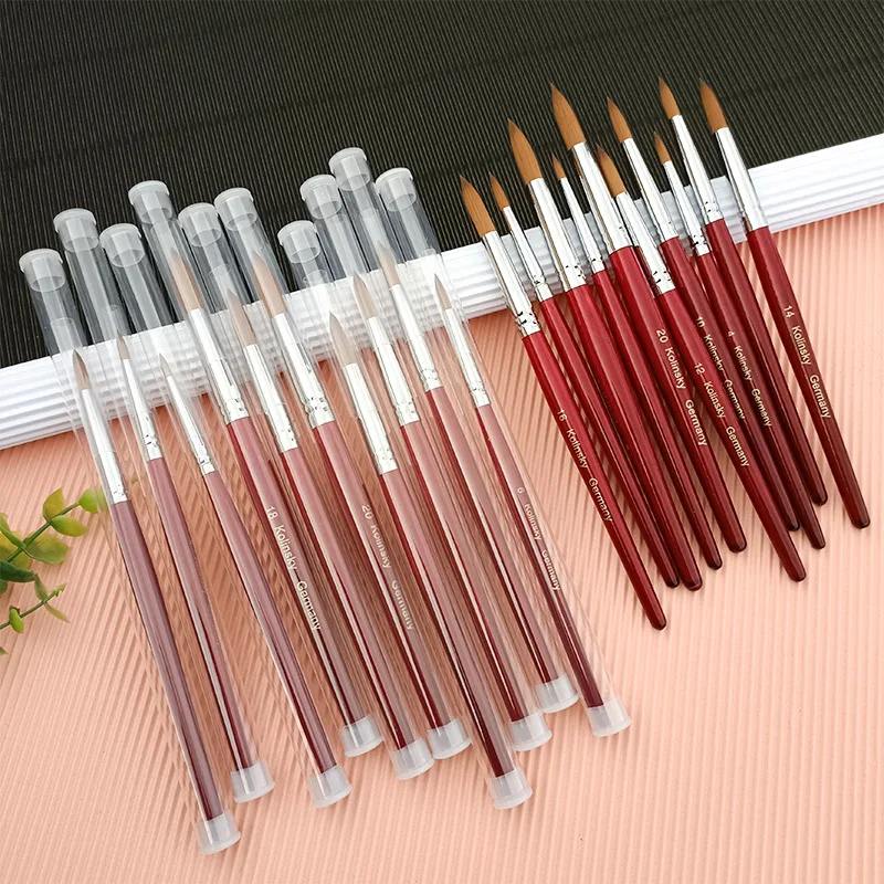 Kolinsky Acrylic Nail Art Brush Wood Handle Nail Art Mink Brush Gel Builder Nail Tools Manicure Brush Drawing Tools Size 4-14 5