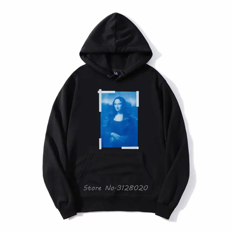 Mode Baumwolle Männer Mona Lisa Druck Hoodie Luxus Designer Casual Hoodies Übergroßen Fleece Zipper Mit Kapuze Sweatshirt Jacke