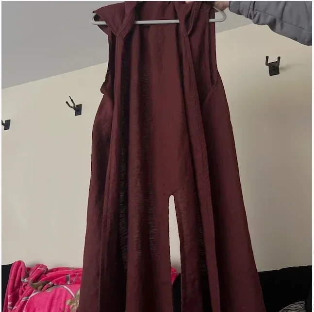 Linen Medieval Surcoat - Open-Front Celtic Robe with Hood for LARP and Renaissance Cosplay