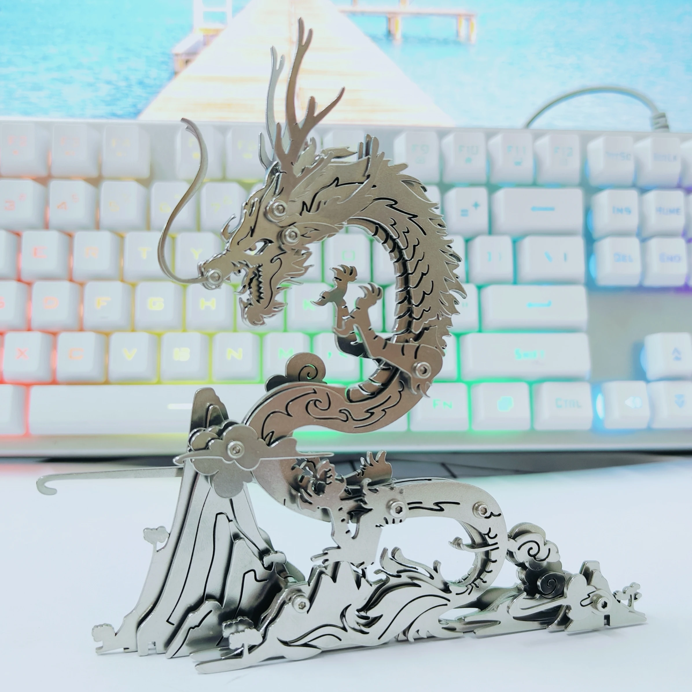 Steel MOKR 3D Metal New Puzzle Chinese Dragon Four Great God Beast DIY Gift And Toys Puzzle For Kids Adults Learning Education 2