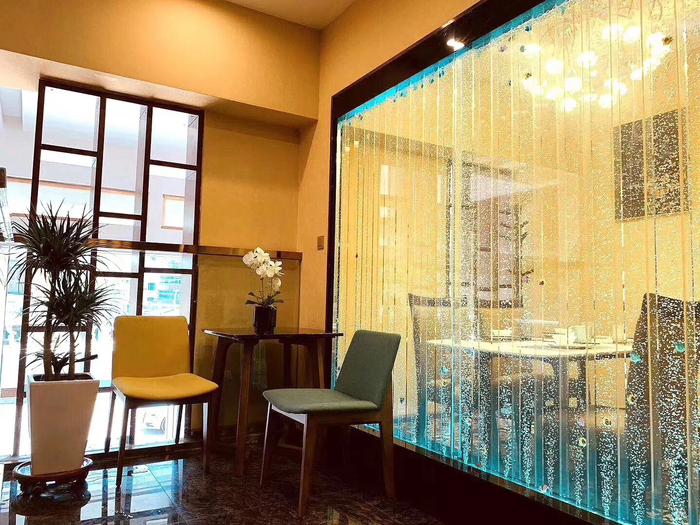 ZK Large Acrylic Screen Water Curtain Wall Water Bubble Wall Creative Hallway Partition