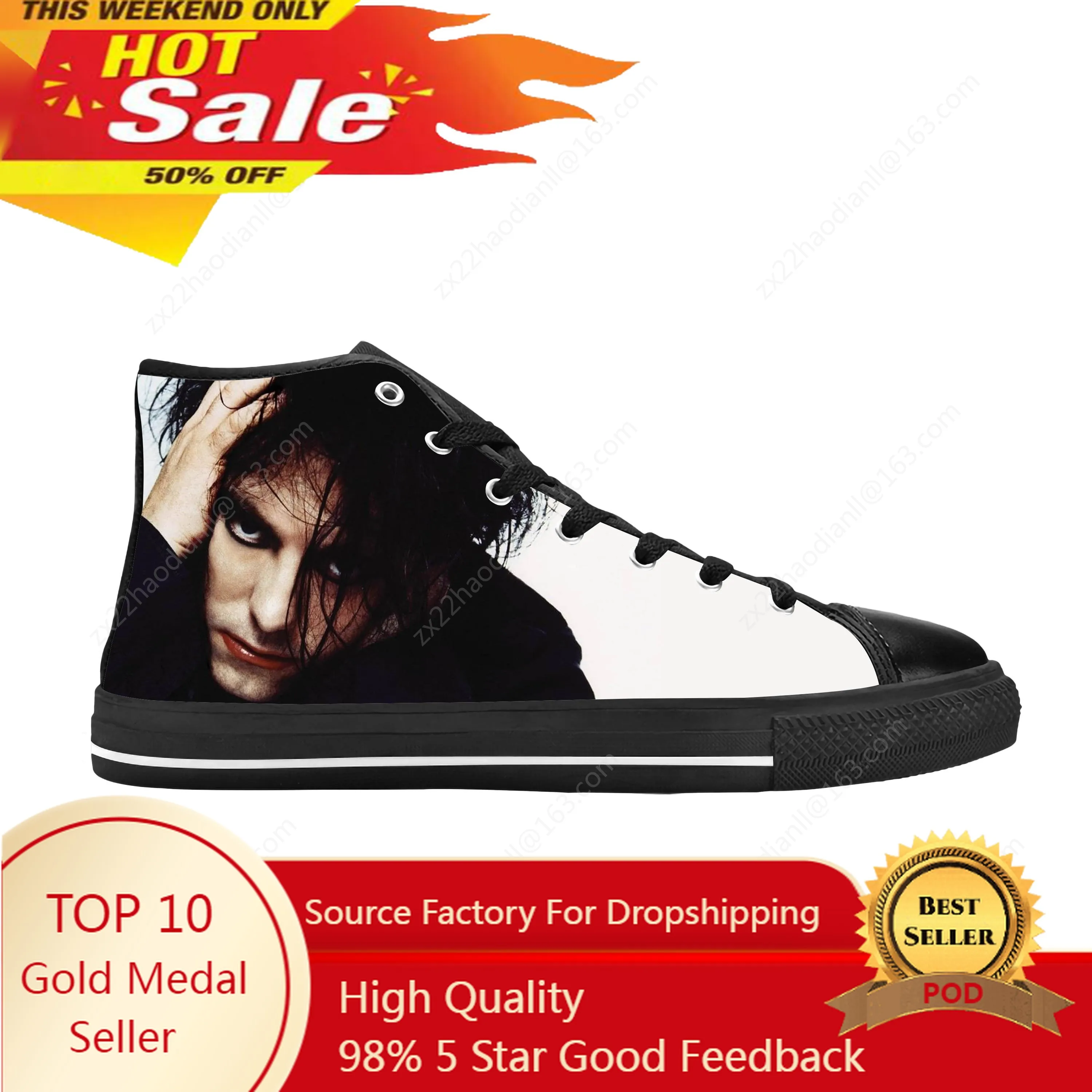 

Robert Smith The Cure Rock Band Music Singer Cool Casual Cloth Shoes High Top Comfortable Breathable 3D Print Men Women Sneakers