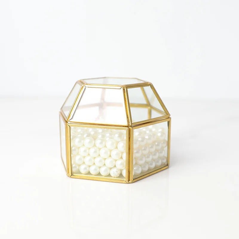 

Нордический стеклянный ящик для хранения, туалетный столик с металлическими краями, декоративный органайзер для ювелирных изделий, Настольная банка для конфет с крышкой, украшение для дома