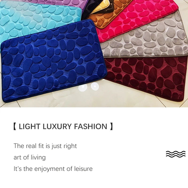 Non Slip Mat Super Absorbent Bath Mat Cobblestone Embossed In Bathtub Floor Rug Shower Room Doormat Memory Foam 60x40cm