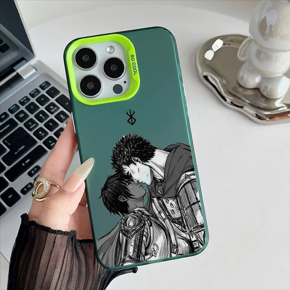 Berserk Anime Electroplated Silver Button Phone Case
