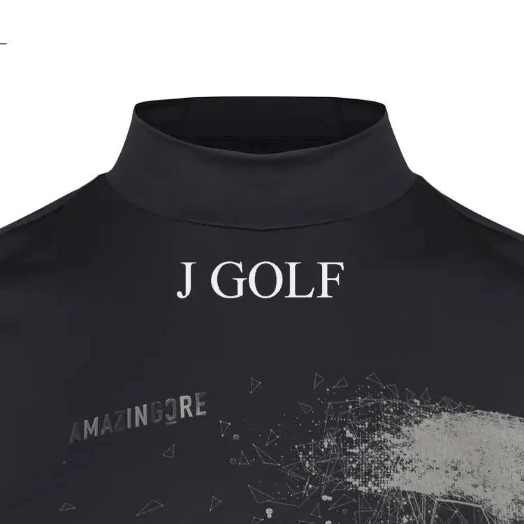 AMAZINGCRE New Women's Golf Clothing Simple Slim Letter Print Quick-drying Stand-up Collar Short-sleeved Top