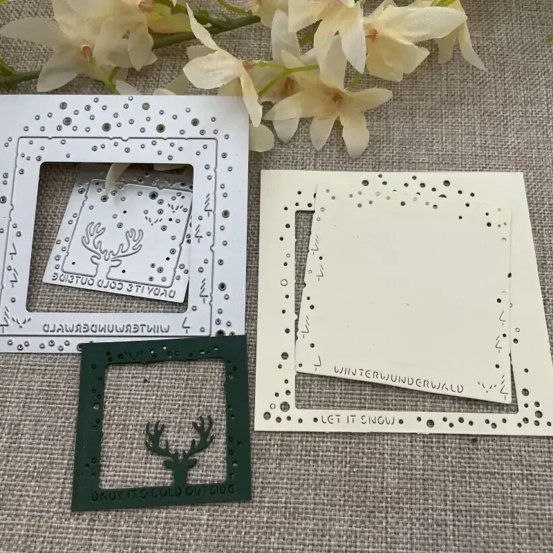 Weihnachts-Hirsch-Rahmen Metall-Stanzformen Schablonen für DIY Scrapbooking Dekorative Prägung Handarbeit Stanzform Vorlage
