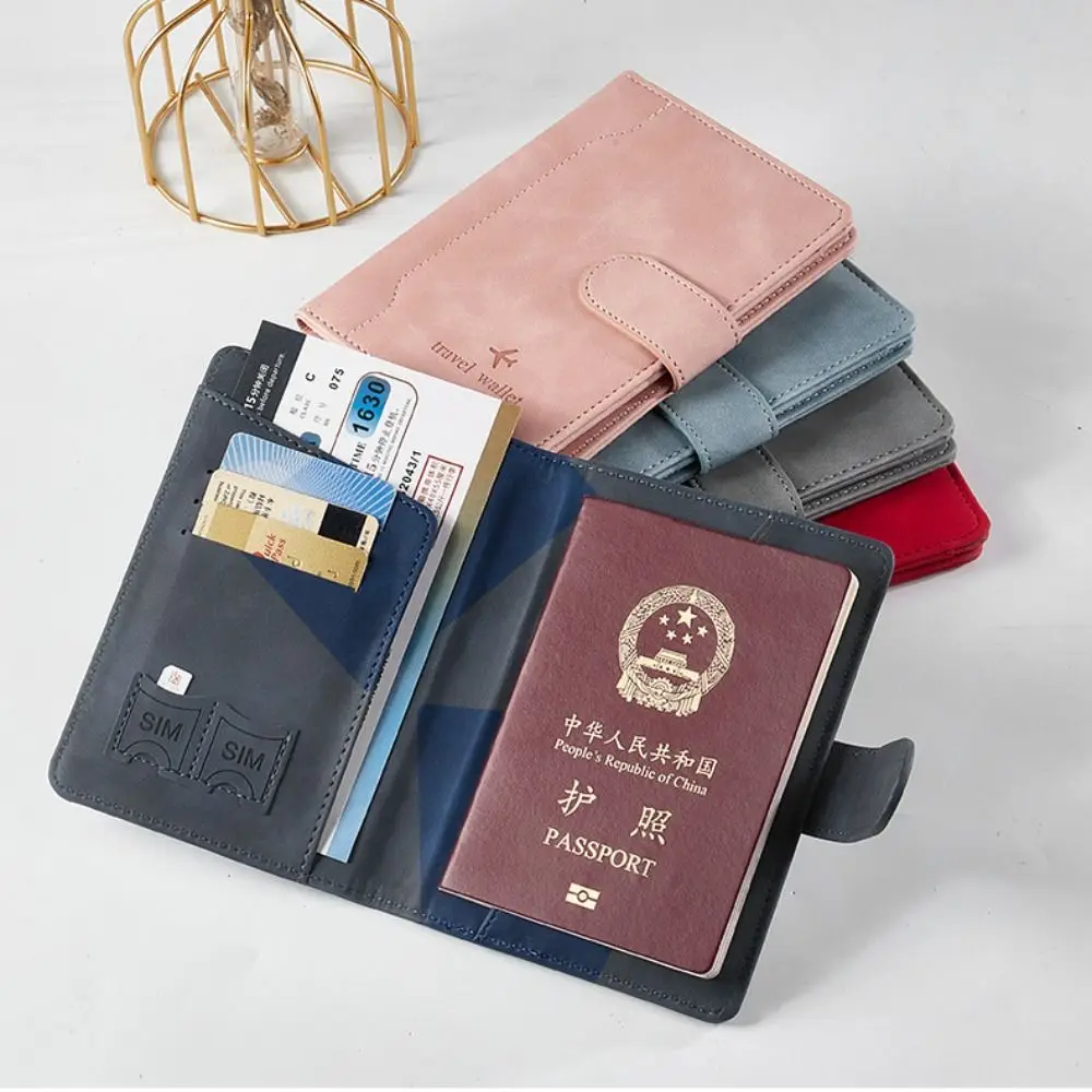 가죽 RFID 여권 거치대, 내구성 초박형 방수 RFID 지갑, 다기능 신용카드 홀더 거치대 여권