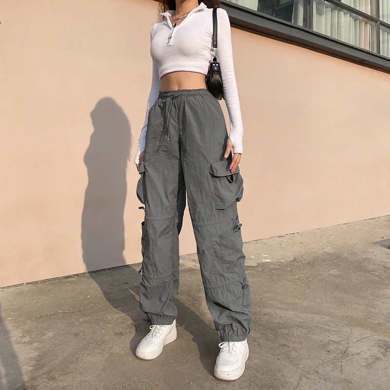 Y2K Gothic Pants Women's Fashion 2023 new Autumn Street Low Rise Multi Pocket Pants Retro Casual Loose Sports Cargo Pants