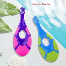 Children's Soft Bristle BPA - Free Training Toothbrush - Pack of 2 (Purple Green)
