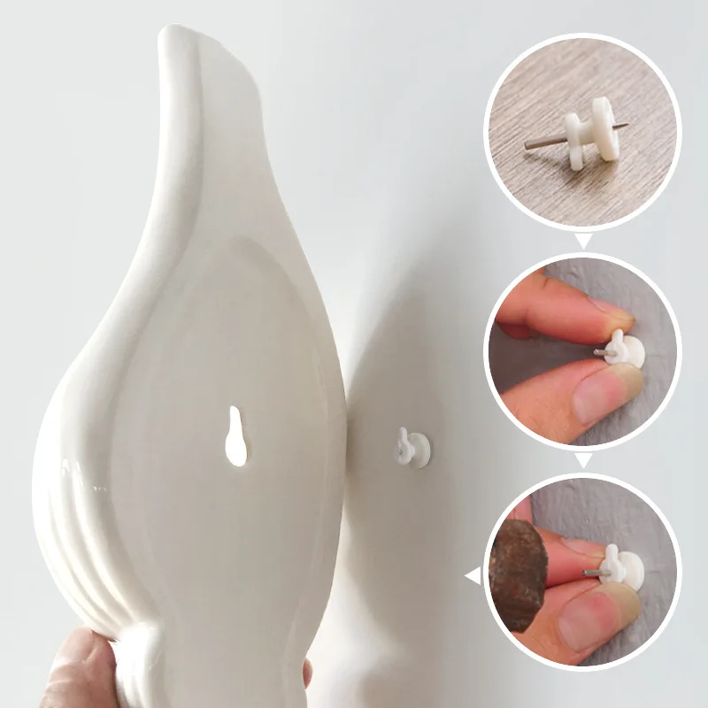 Simple Modern White Ceramic Shell Conch Vase 3D Mural Flower Pot Creative Living Room Background Wall Home Furniture Decoration 6