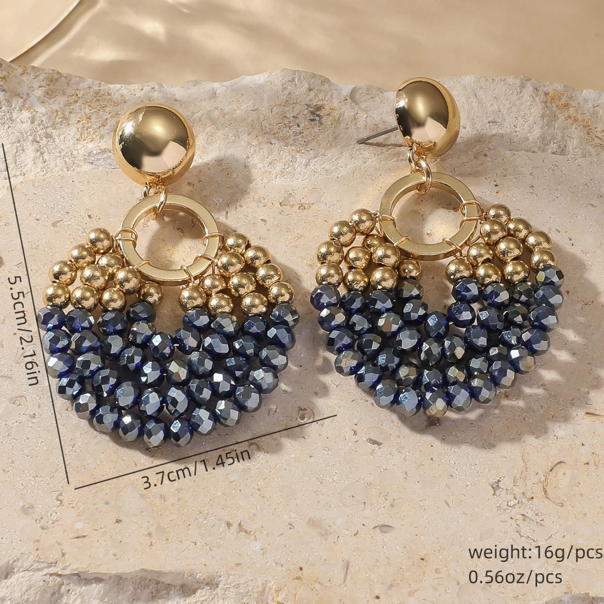 Elegant Layered Round Beaded Drop Earrings for Women Boho Handmade Crystal Beads Earrings Fashion Jewelry Party Accessories Gift