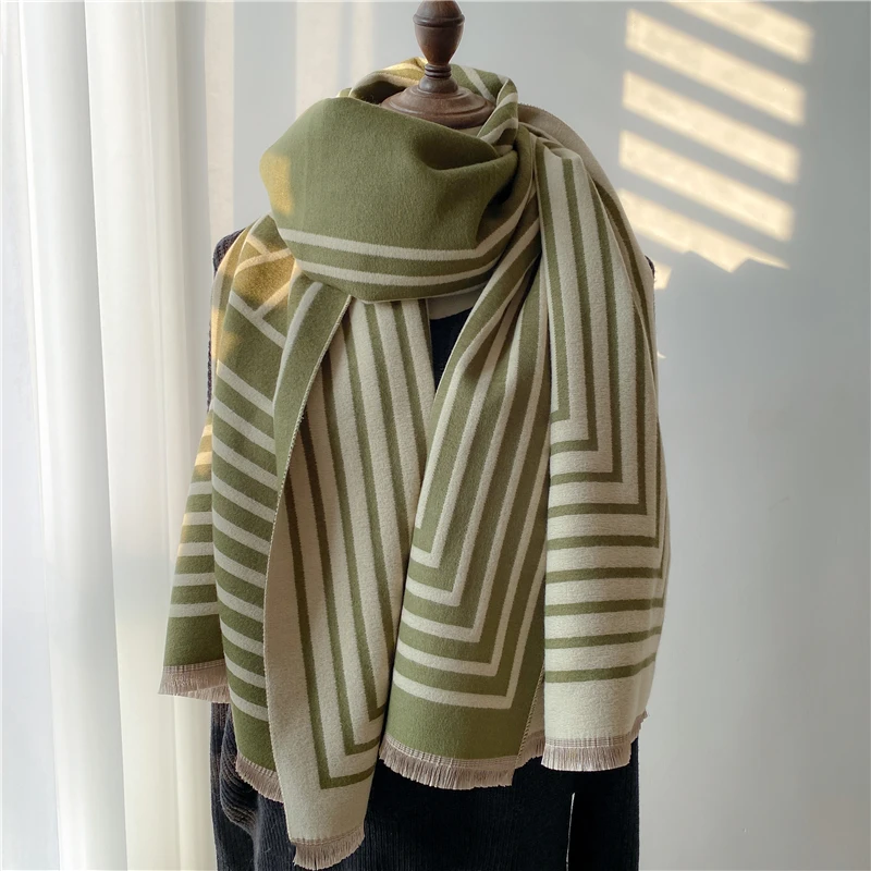 

Luxury Brand Shawl Warm Wrap Winter Cashmere Scarf for Women Fashion Pashmina Thick Blanket Poncho Bufanda Bandana 2022 New