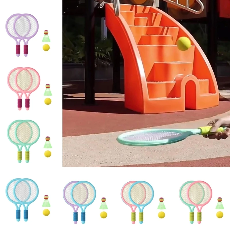 Kids Badminton Rackets Set Lightweight Children Tennis Badminton Toy Children Tennis Racquets with Balls for Family Game