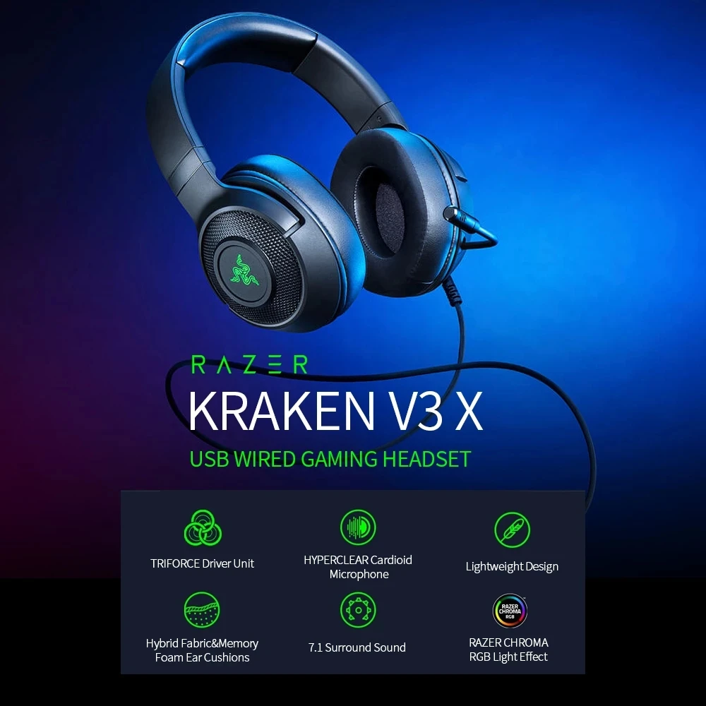 RazerKrakenV3XWiredGamingDriverNoiseCancellingwithHeadset71