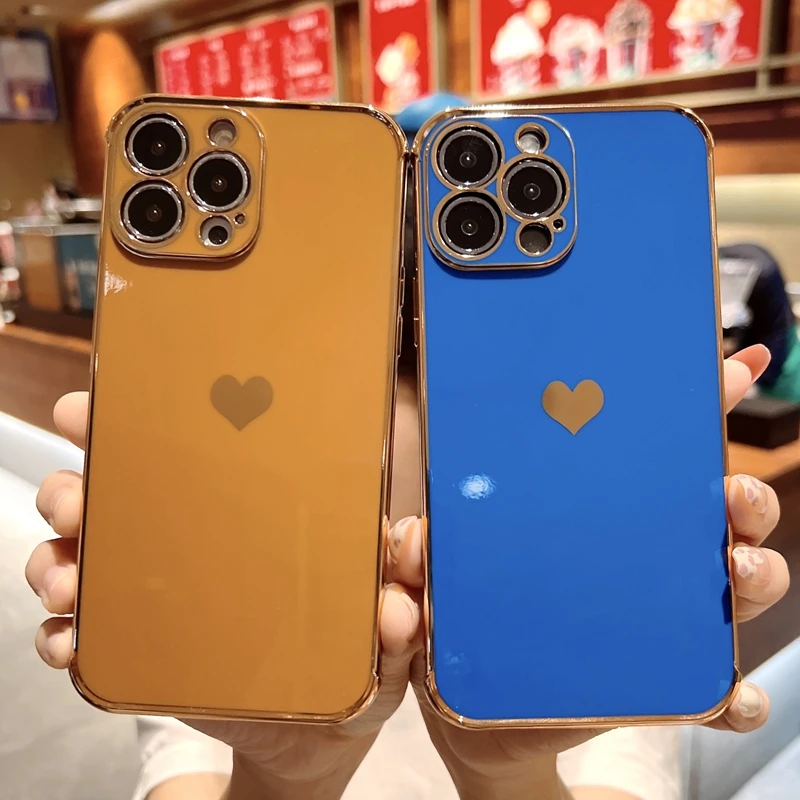 Silicone Electroplated  Heart Shaped iPhone Case