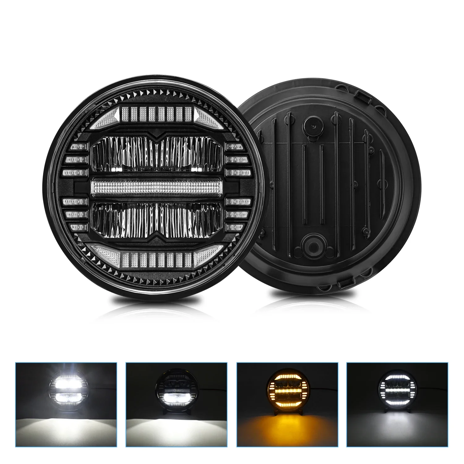 Jeep Work Light Headlight 12V 24V Vehicle Auxiliary DRL Turn Signal Headlamp Dri