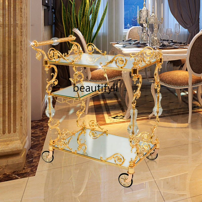 

European-Style Home High-End Dining Car Hotel Mobile Glass Tea Weagon Imperial Concubine Wine Dining Car