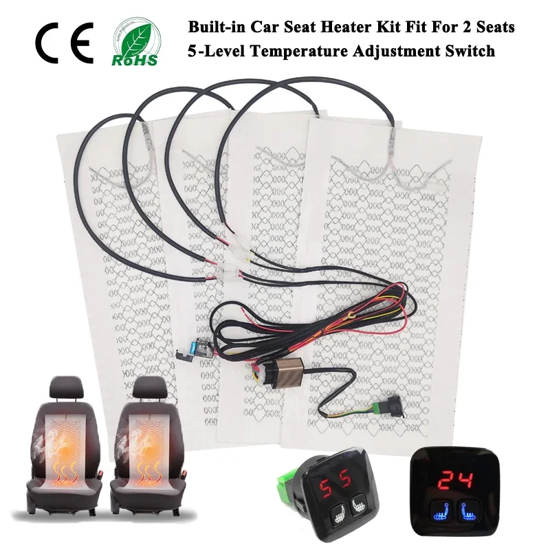 New-Built-in-Car-Seat-Heater-Kit-Fit-2-Seats-Universal-DC-12V-Carbon ...